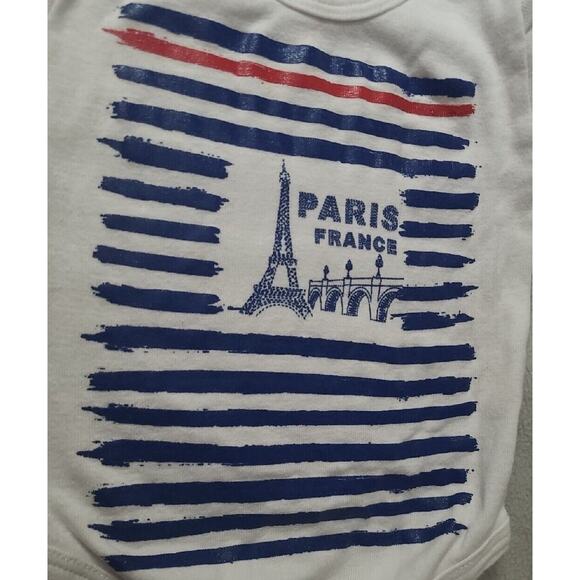 Paris Yan Master France One Piece Body Suit 12 - 18 Months Eiffel Tower Blue Red - Picture 5 of 6